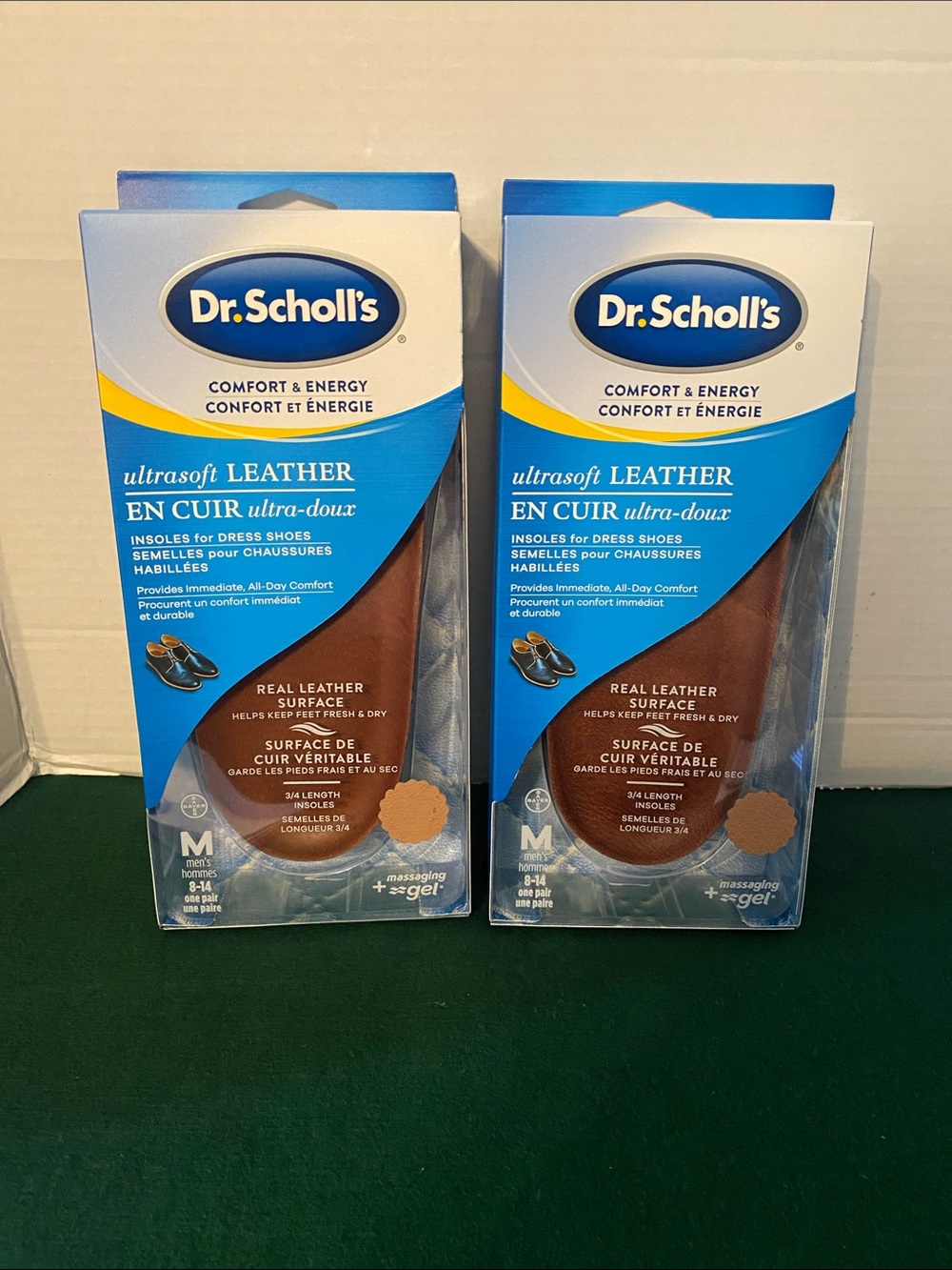 2x Dr.Scholl's Ultrasoft Leather insoles For Men's Dress Shoes Size 8-14